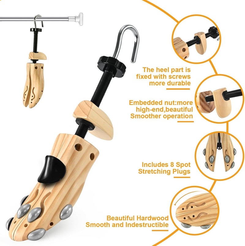 eachway Wooden Shoe Stretcher Men Women,Premium 4-Way Shoe Tree Stretch Length Width for Wide Feet - Image 2